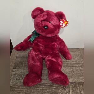 Ty Beanie Baby Buddies "Teddy" w/ Cranberry Color 14" Plush.